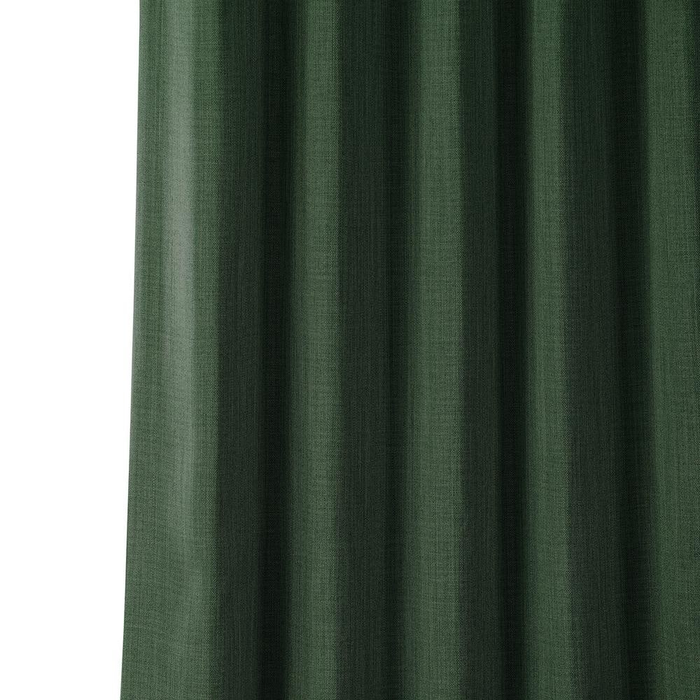 Key Green 84" Faux Linen Room Darkening Curtain Panel