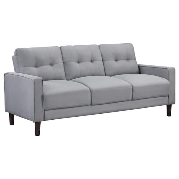 Bowen 77.25 in. Square Arms Fabric Upholstered Rectangle 3-Seater Tufted Sofa in. Gray