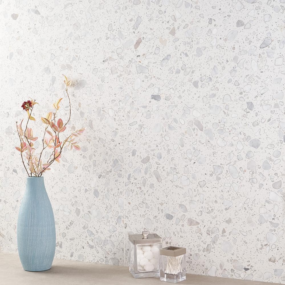 Italia Bianco 24'' x 24'' Honed Terrazzo Floor and Wall Tile