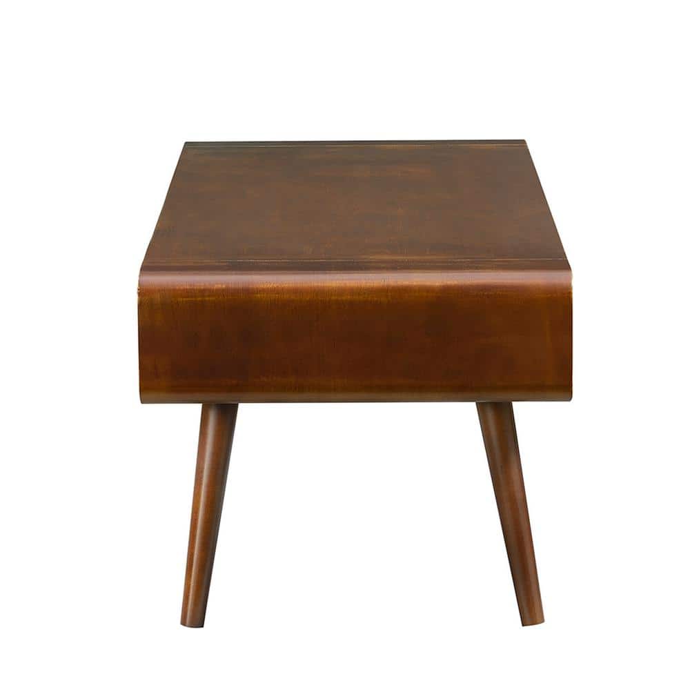 Mid-Century Modern Espresso Rectangular Coffee Table with Open Cubbies