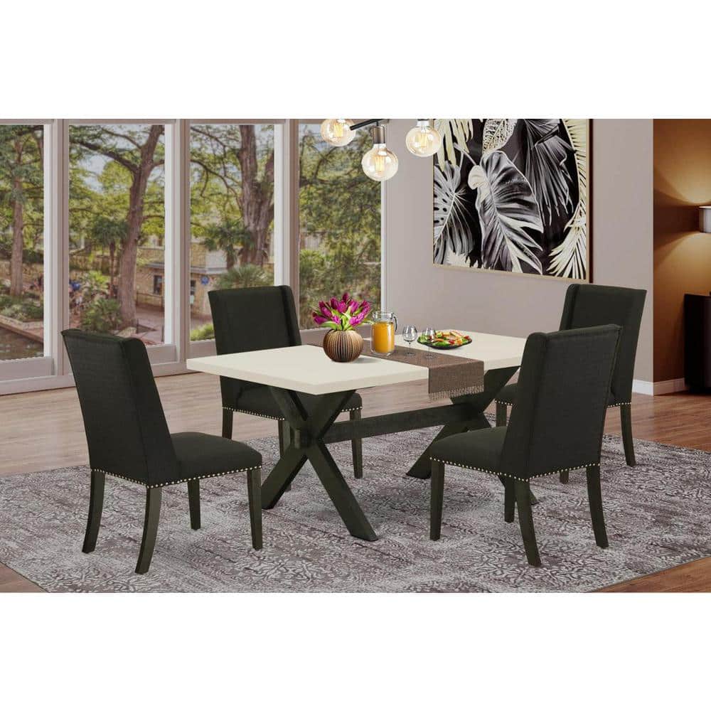 5-Piece Rectangle Natural Oak Finish Solid Wood Top Dining Table with 4 Upholstered Chairs with Lattice Back price history on PriceWatchPro