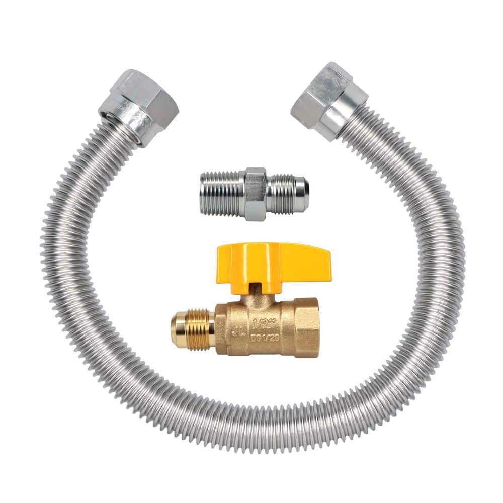 5/8 in. OD x 1/2 in. MIP x 1/2 in. FIP Ball Valve x 18 in. Stainless Steel Standard Gas Connector (164,200 BTU) price history on PriceWatchPro