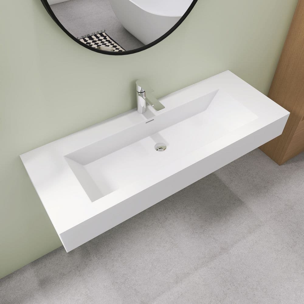 しページ SJ STAR&JANE 48 in. x 18 in. x 6 in. Wall Mounted Bathroom Sink