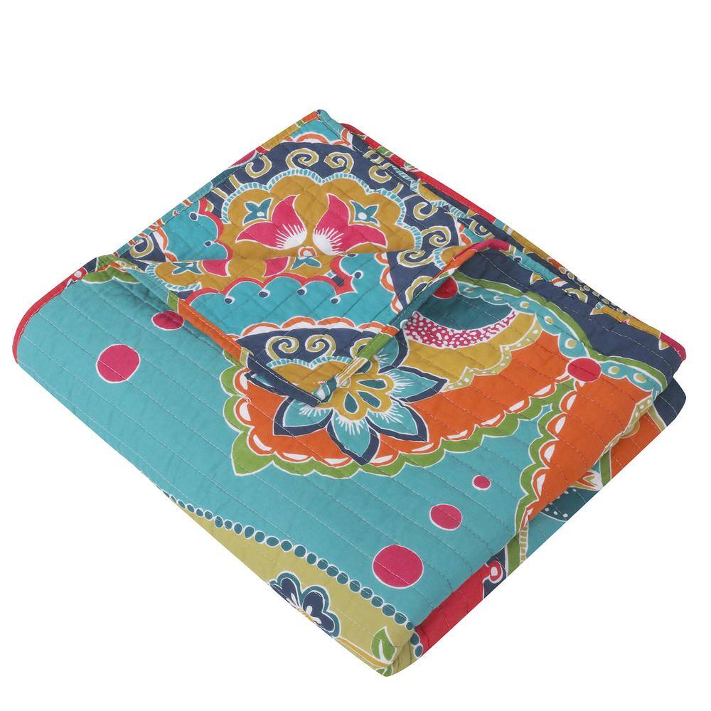 Amelie Multicolor Cotton Quilted Reversible Throw