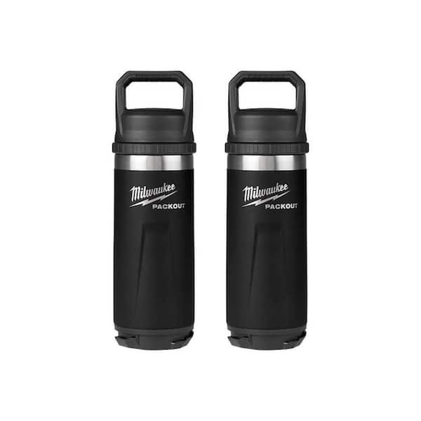 PACKOUT Black 18 oz. Insulated Bottle with Chug Lid (2-Pack)