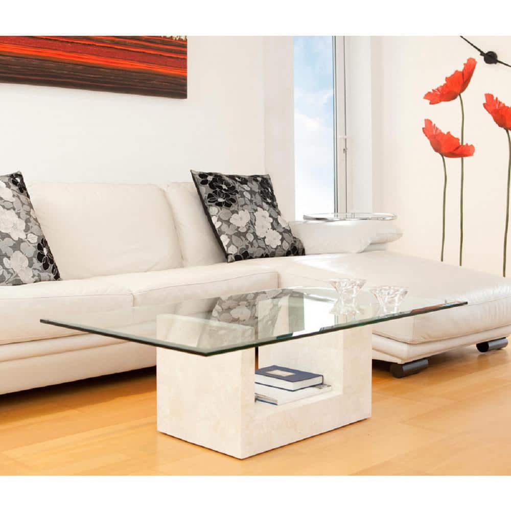 72'' Clear Tempered Glass Rectangle Tabletop with Beveled Edges