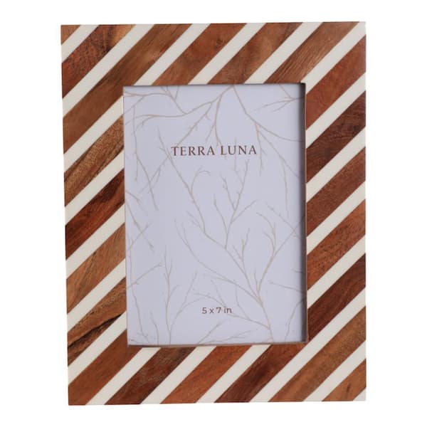 5 in. x 7 in. Brown Resin Abstract Diagonal Lines Photo Frame
