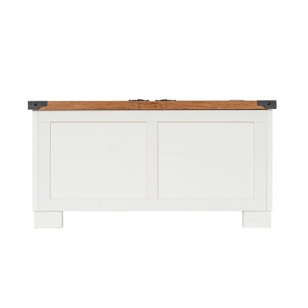 Rustic White and Oak Lift-Top Storage Coffee Table