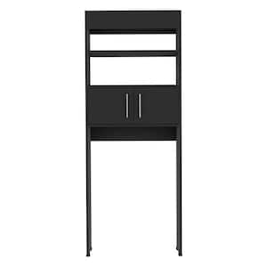 24.56 in. W x 63 in. H x 8 in D Black Wengue Over The Toilet Storage Toilet Topper with Doors and 2-Shelves for Bathroom