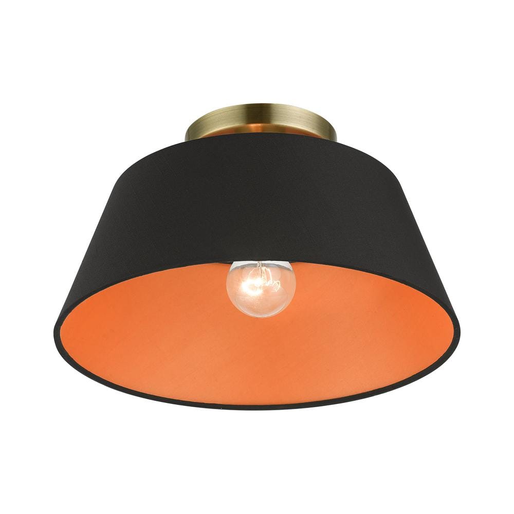 Palma Antique Brass Glass Indoor/Outdoor Semi-Flush Mount