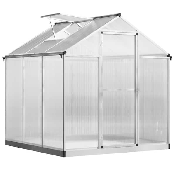 71.75 in. W x 72 in. D x 76.75 in. H Silver Aluminum Outdoor Walk-in Greenhouse