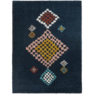 DiLuca Bohemian Shag Navy 8 ft. x 10 ft. Area Rug