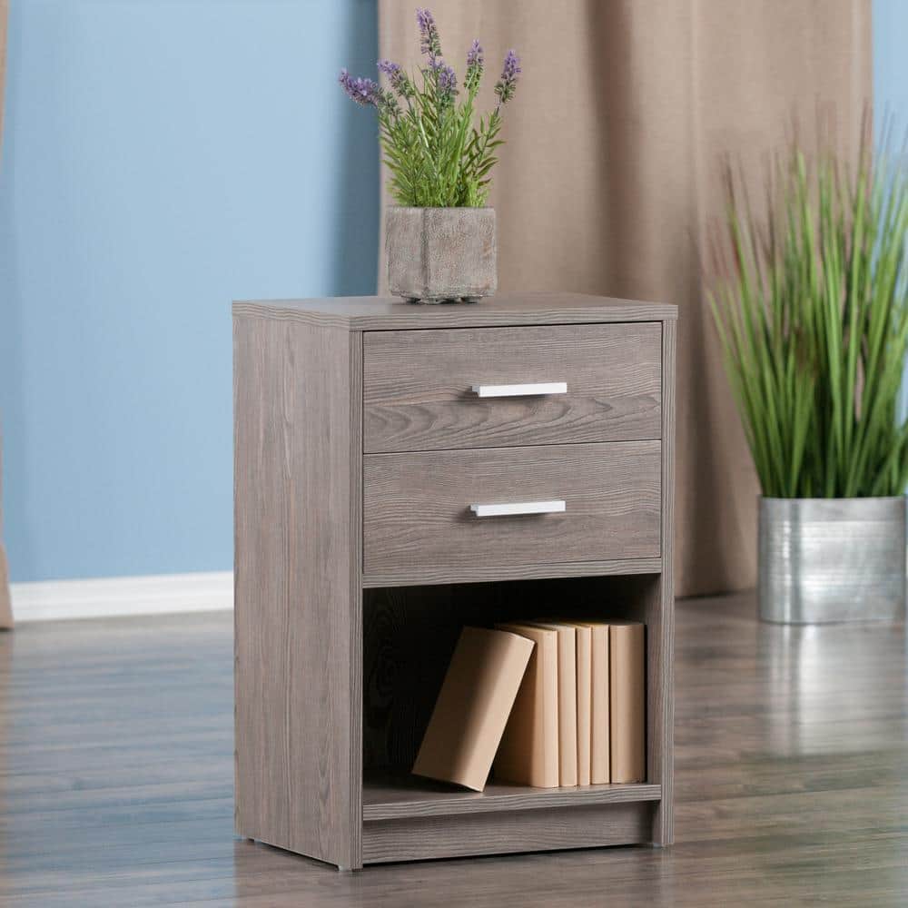 WINSOME WOOD Molina 15.75 in. W Ash Gray Nightstand Accent Table 16216