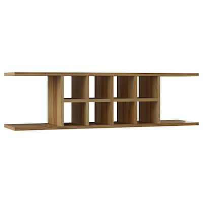 Home Basics Wood Floating Shelf with Key Hooks in Black HDC94950 - The Home  Depot