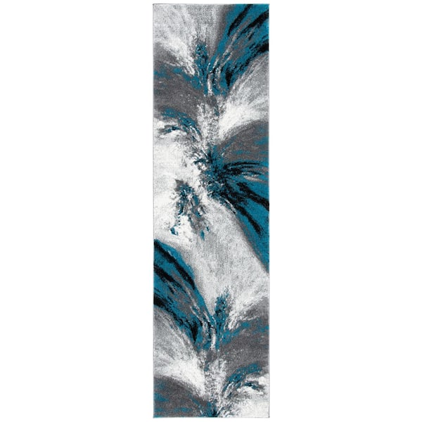 Glacier 2 ft. x 12 ft. Blue/Gray Abstract Runner Rug