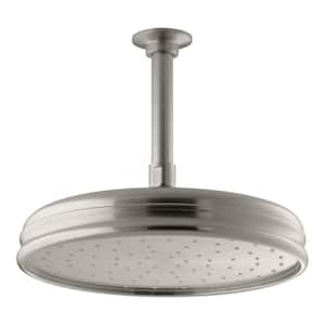 1-Spray Patterns 10.4 in. Ceiling Mount Rain Fixed Shower Head in Vibrant Brushed Nickel