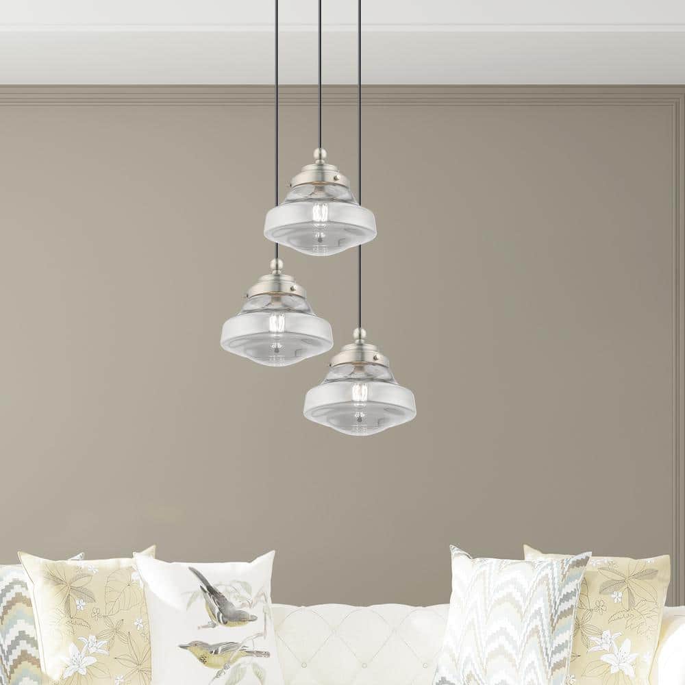 Brushed Nickel Mini Pendant with Smoke Glass Shade