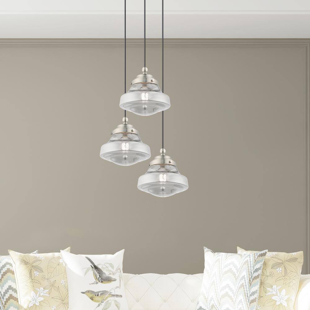 Brushed Nickel Mini Pendant with Smoke Glass Shade