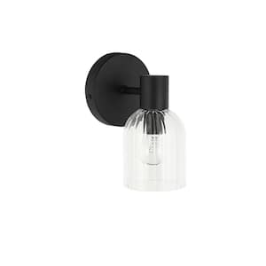 Vienna 1-Light Matte Black Wall Sconce with Clear Glass Shade
