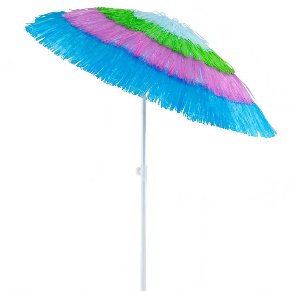 Clihome 6 ft. Lightweight Thatched Tiki Patio Umbrella in Colorful