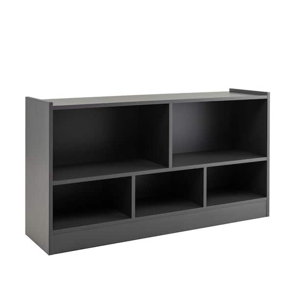 Gymax Kids 44 in. W 5-Cube Storage Cabinet 2-Shelf Wood Bookcase Organizer Grey