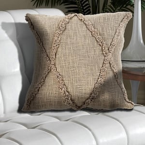Rhea Understated Taupe Solid Hypoallergenic Polyester 20 in. x 20 in. Indoor Throw Pillow