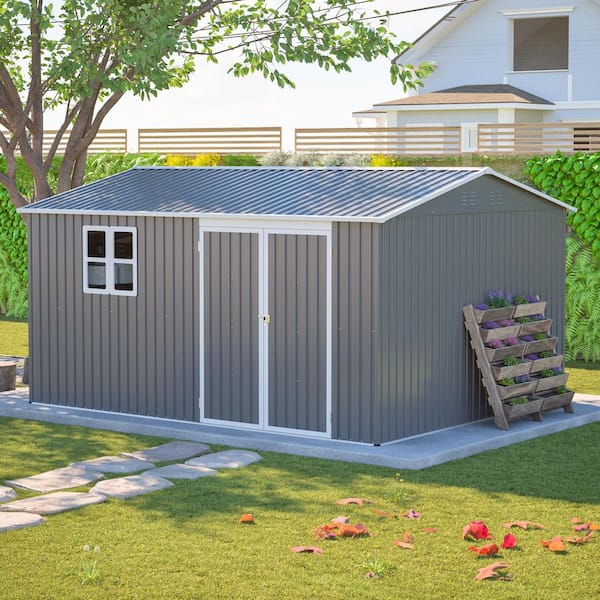 Ama pear Grey 12 ft. W x 10 ft. D Metal Outdoor Storage Shed