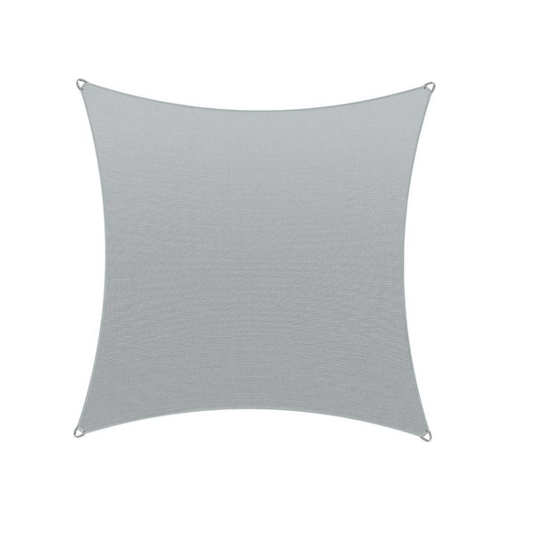 ROYAL SHADE 12 ft. x 12 ft. Grey Square Pro Ring Sun Shade Sail Canopy Fabric Cloth