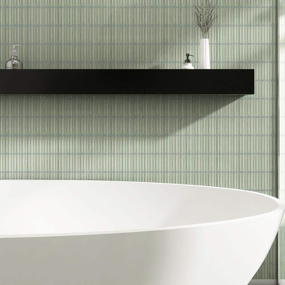 Reactive Jade Glossy Porcelain Mosaic Tile for Walls and Floors