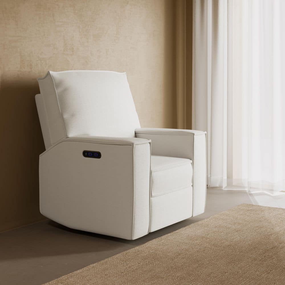 Texas Ivory Basketweave Nursery Power Recliner Swivel Glider