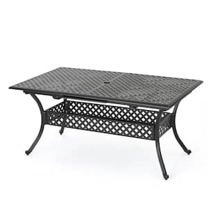 Zahra Rectangular Cast Aluminum Outdoor Dining Table with Extension