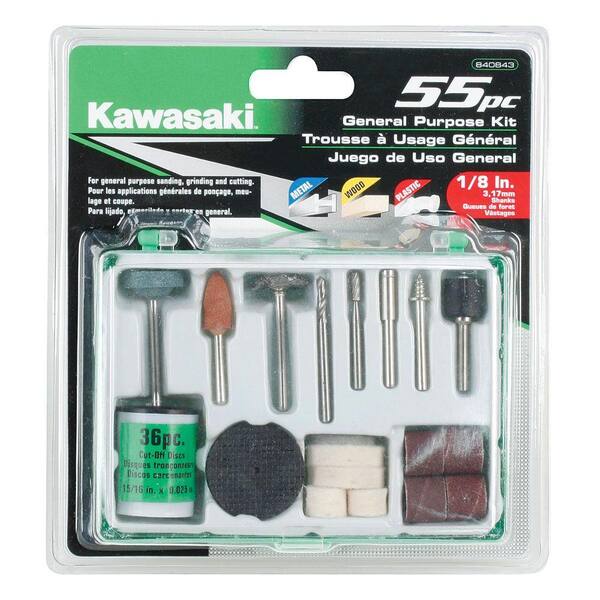 Kawasaki 55-Piece General Purpose Accessory Set for Rotary Tools