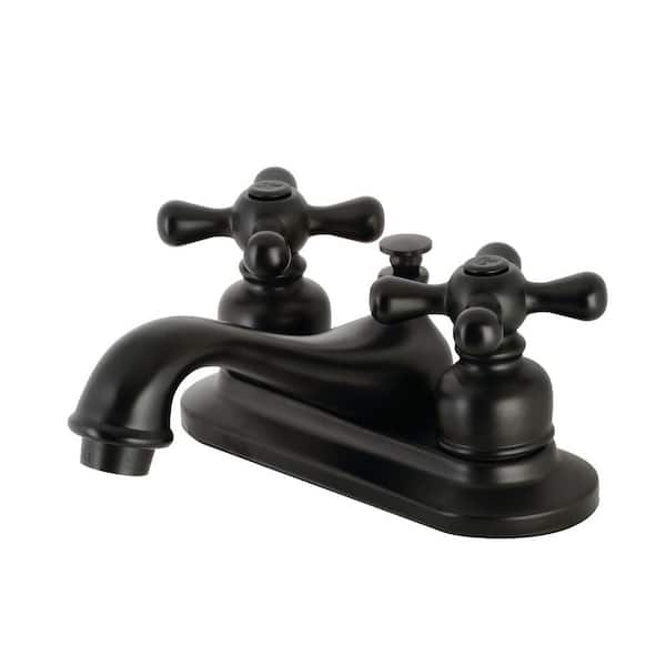 Kingston Brass Restoration 4 in. Centerset Double Handle Bathroom Faucet in Matte Black