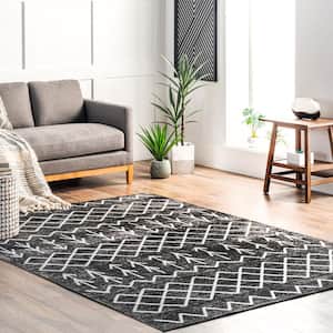 Malia Machine Washable Moroccan Gray Doormat 3 ft. x 5 ft. Transitional Accent Rug