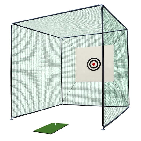 Tatayosi 10 ft. x 10 ft. Metal Frame Golf Practice Net Cage with Hitting Net Kit