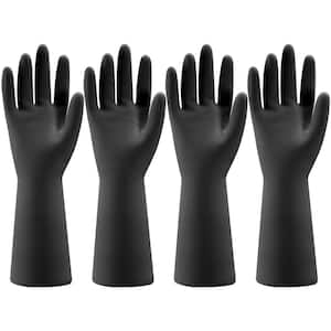 4-Pairs Large Rubber Dishwashing Cleaning Gloves in Black