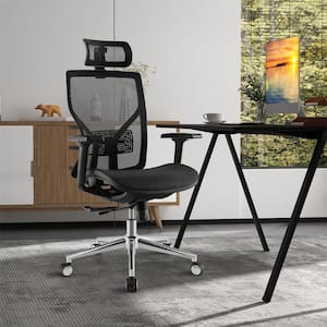 Black Plastic Ergonomic Office Chair High-Back Mesh Chair with Adjustable Lumbar Support