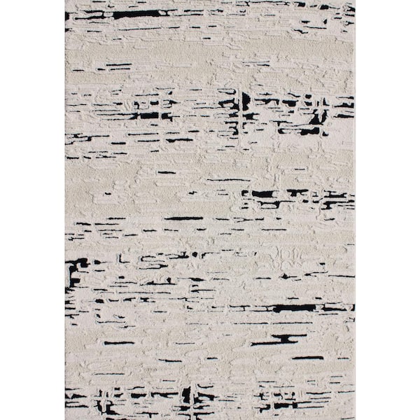 Dynamic Rugs Trono 5 ft. X 8 ft. Black/White Abstract Indoor/Outdoor Area Rug