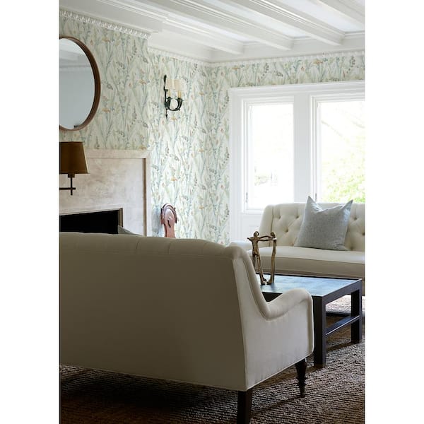 Hillaire Teal Meadow Matte Pre-pasted Paper Wallpaper