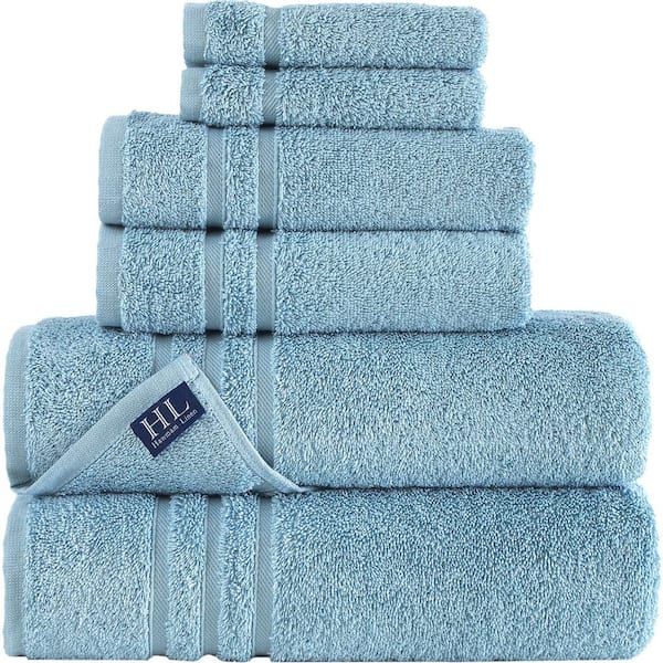 Hawmam Linen 6-Piece Light Blue Turkish Cotton Bath Towel Set