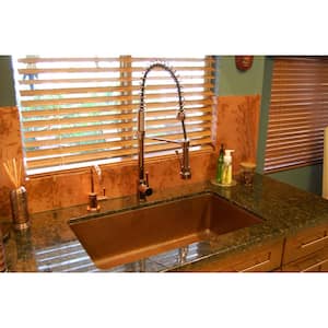 Under Counter/Surface Drop-in undermount Hammered Copper 33 in. 0-Hole Single Bowl Kitchen Sink in Antique Copper