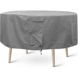 94 in. Dia Grey Large Round Patio Table and Chair Set Cover - Durable and Water Resistant Outdoor Furniture Cover