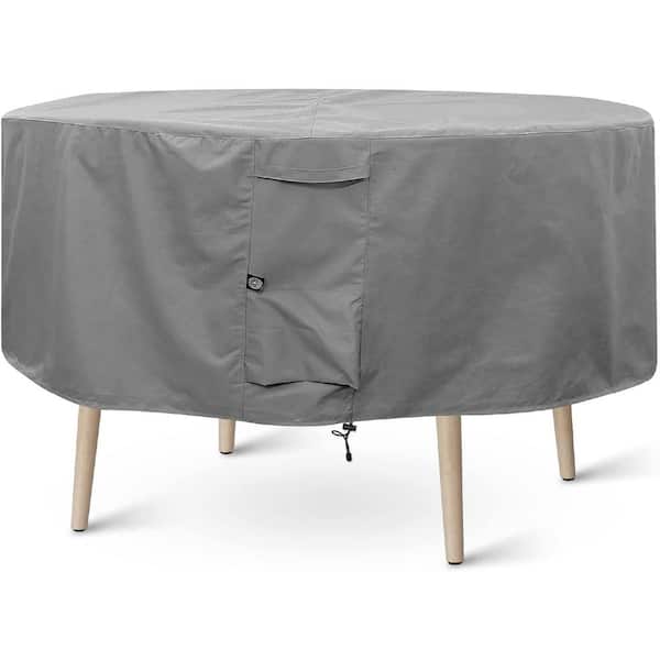 KHOMO GEAR 94 in. Dia Grey Large Round Patio Table and Chair Set Cover - Durable and Water Resistant Outdoor Furniture Cover