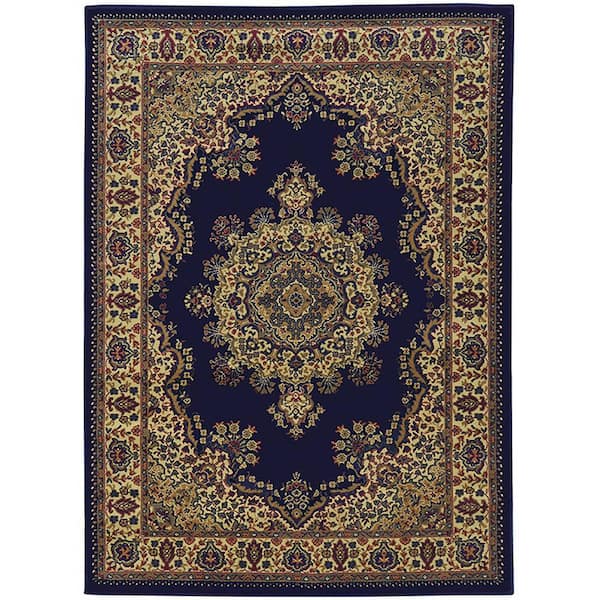 Castello Navy 3 ft. x 5 ft. Traditional Oriental Medallion Area Rug