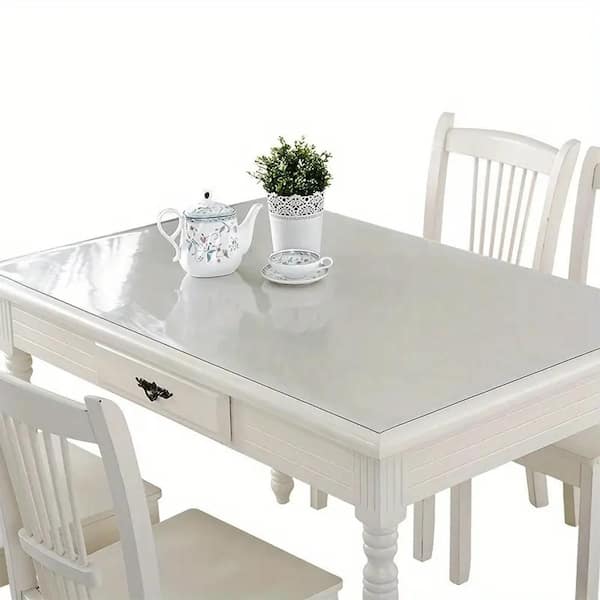 60 in. x 36 in. Clear PVC Table Protector Cover, 1. 5 mm Thick-Rectangle Waterproof Desk Protector