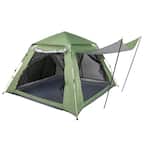 Four Person Family Tent Green Spring Speed Open Camping Tent