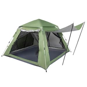 Four Person Family Tent Green Spring Speed Open Camping Tent