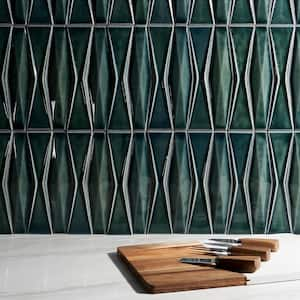 Delphi Harlequin Deep Emerald 13 in. x 16 in. Polished Ceramic Mosaic Tile (1.41 sq. ft./Sheet)