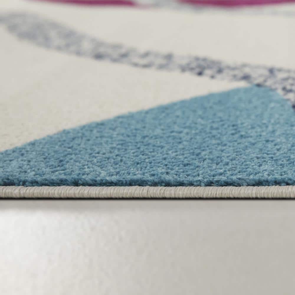 Evergood Cream and Multicolor Abstract Easy Care Area Rug