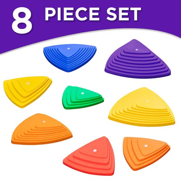 SUNNY & FUN 8pc Balance Stepping Stones for Kids, Obstacle Course Stones for Indoor and Outdoor Fun